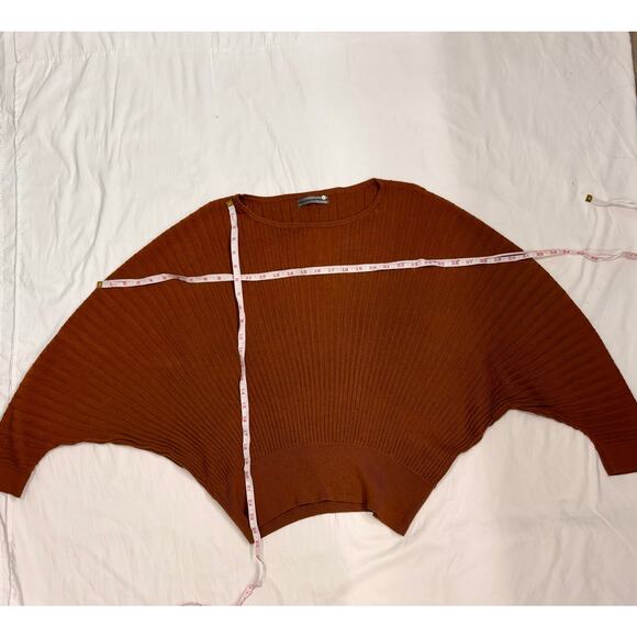Anthropologie Karla Boat Neck Sweater Dolman Sleeve Rib Knit Alpaca Wool Pecan - Picture 6 of 9